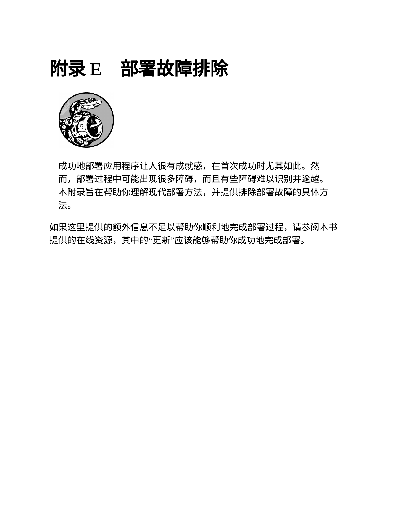 附录 E 部署故障排除 章节页