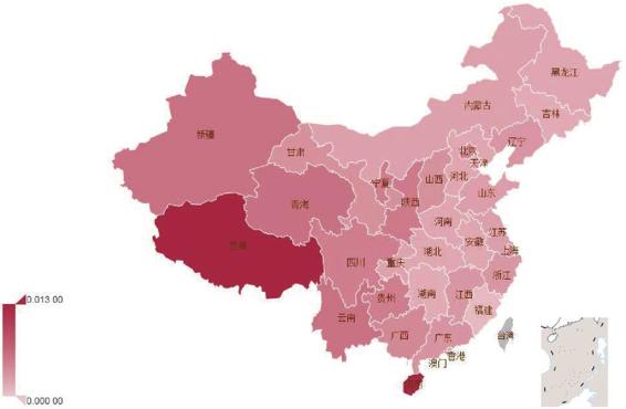 图1-6 各省旅游类消费占比