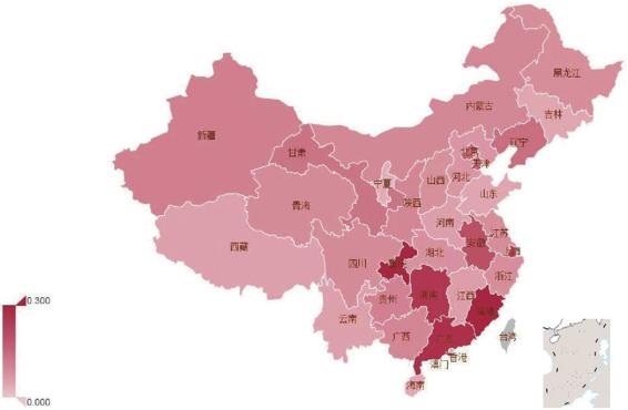 图1-7 各省金融类消费占比