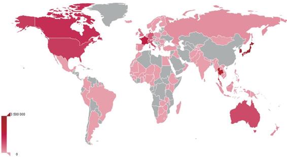图1-16 2015年中国人海外交易金额分布