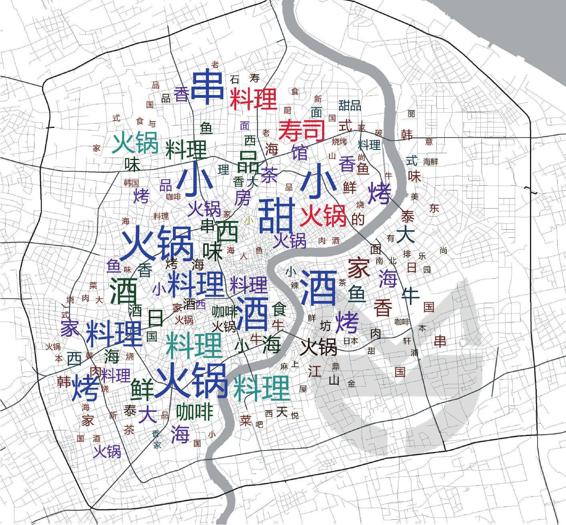 图1-70 上海好评餐厅店名词频地图