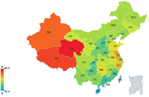 图2-4 各省人均日均搜题数