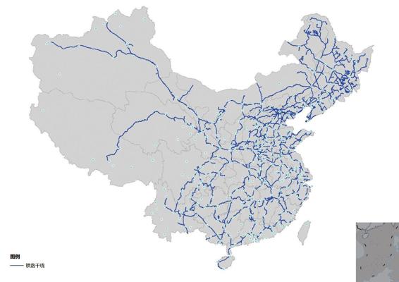 图2-21 全国铁道线路分布