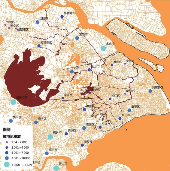 图3-53 上海周边城市氮排放情况