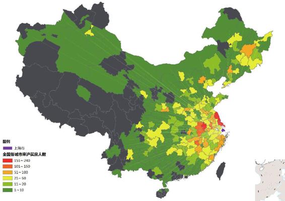 图3-121 全国各城市来沪买房人数