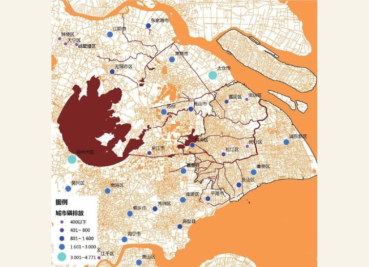 图3-54 上海周边城市磷排放情况